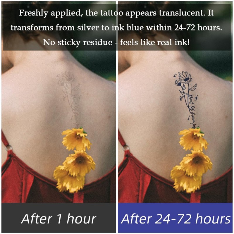 Oottati 2 Sheets Semi Permanent Waterproof Temporary Tattoos, Lasts 1-2