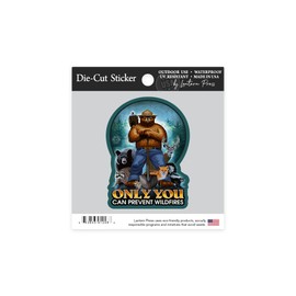 Die Cut Sticker Smokey Bear and Friends, Only You Can Prevent Wildfires, No ND, Contour Vinyl Sticker 1 to 3 inches (Waterproof Decal for Cars, Water Bottles, Laptops, Coolers), Small