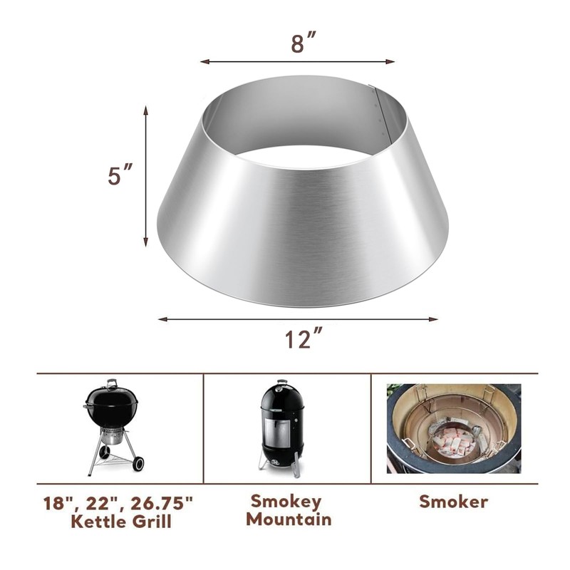 Uniflasy BBQ Whirlpool for Weber Kettle 22, 26.75 Inches WSM