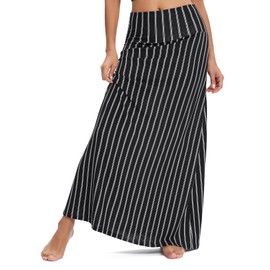 Urban CoCo Women's Stylish Spandex Comfy Fold-Over Flare Long Maxi Skirt (XL, 15)