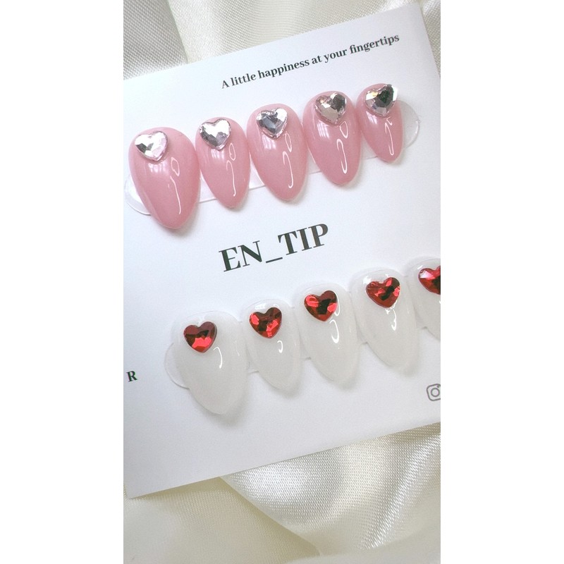 Simple Heart Pop Handmade Nail Tips - Short Nose Pin