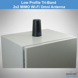 Proxicast Indoor/Outdoor 2x2 MIMO Omnidirectional WiFi Antenna - Tri-Band 2.4/5.8/6 GHz - 3-5 dBi Gain - Vandal Resistant Low Profile Fixed Through-Hole Mount - 10 ft Coax Lead w/RP-SMA (ANT-131-M22)