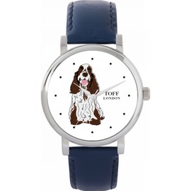 Toff London Brown White Cocker Spaniel Dog Watch Women's 38 mm Case 3 ATM Waterproof Custom Designed Quartz Movement Luxury Fashion, White, TLWS-18572