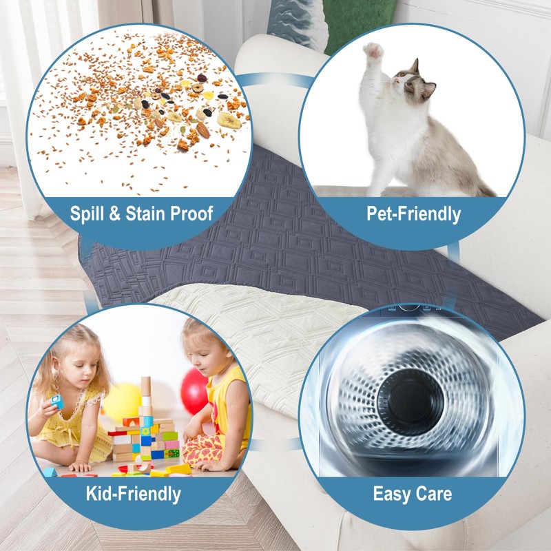 Genina 100% Waterproof Couch Cover for 4 Cushion for Dogs,