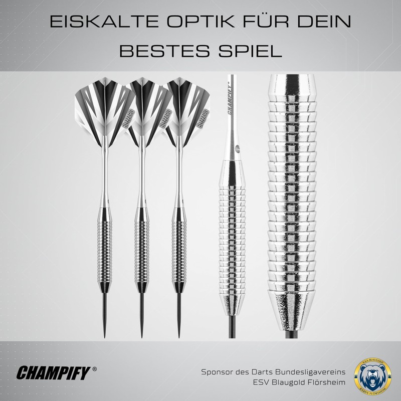 Champify Brass Darts Set "Blizzard" with 18 g Barrel and