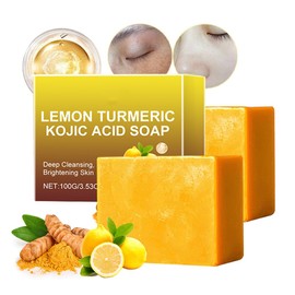 Jabon de Curcuma Para las Manchas, Aceite de Coco, Vitamina E, Triple Humectante Para Rostro y Cuerpo, Natural, Jabón Para Piel Grasa y Seca (2, jabon intimo para mujer)