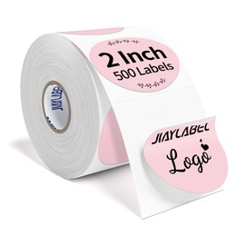 JIAYLABEL Thermal Label Circle Printable Colored Dot Stickers 2 Inch Round Thermal Printer Adhesive Sticky Paper for Kids Classroom Garage Sale Price Tags Custom Business Logo, 500Labels/Roll Pink