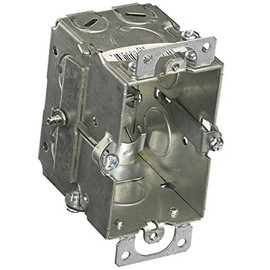 Hubbell Raco 3 in. x 2 in. Switch Box, Gangable, 2-1/2 in. Deep, One 1/2 in. KO & NMSC Clamps, Plaster Ears, Old Work, Gray (512)