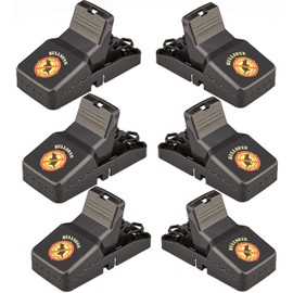Bullseye - 6 Pack - Rat Traps with Teeth - Indoor/Outdoor, Reusable, Easy Setup, Powerful Stainless Steel Spring, Tough ABS Body - Safely Set Traps Without Getting Snapped. Rats, Chipmunks & Rodents