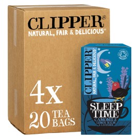 Clipper Organic Snore & Peace Infusion Teabags | 80 Chamomile Tea Bags (4x Boxes of 20) | Bulk Buy for Home & Catering | Caffeine-Free Herbal Tea Bags | Natural, Unbleached Plant-Based & Biodegradable