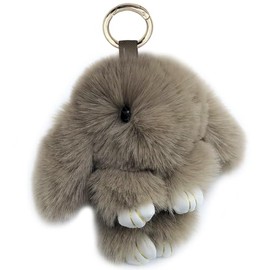 Xsclpomddy Plush Bunny Keyring Pom Poms Bag Charm Handbag Car Key Plush Pom Pom Decoration, Brown coffee