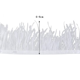 Anevous 2 m Feathers Fringe Trim, Ostrich Feathers Trim, Fringe with Satin Ribbon Fringe, Fluffy Plumage Plush Feather for DIY Sewing Craft Fashion Dress, Christmas Costumes Decoration, Dark Yellow