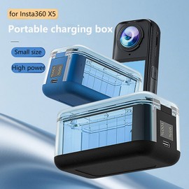 Honlyn Fast Battery Charger for Insta 360 X5, Intelligent Two-Way Fast Charger Hub, Dual Fast Charging Case, Digital Display Charger with Misro SD Card Slots/Charging Cable