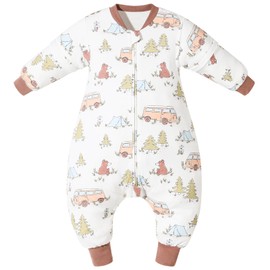 ikaufen Baby Sleep Sack 100% Cotton Smart Thermostatic Stay Snug Swaddle Transition Sleeping Bag 1.0 TOG 24-36Months(L)