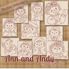 Raggedy Ann and Andy Redwork Embroidery Machine Designs on CD