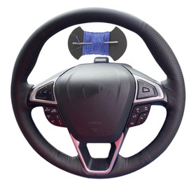 Leather Steering Wheel Cases Car Steering Wrap Stitch Steering Wheel Cover Fit for Ford Fusion Mondeo 2013-2014 Ford Edge 4dr SUV 2015-2017 Ford Fusion Sedan 2013-2018,Blue