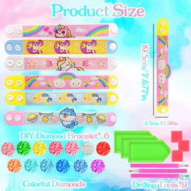 Felicify Diamond Art Bracelet Kit, 6 Pieces Diamond Painting Children's Bracelets, DIY Craft Sets, Diamond Art Kits for Children, Craft Set Toy, for Boys and Girls (B)