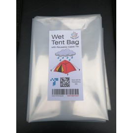 MDC Retail TENT STORAGE BAG, WET TENT BAG, HEAVY DUTY 500 GAUGE STRONG REUSABLE WATERPROOF - X LARGE PLASTIC BAG WITH CABLE TIE - MUSIC FESTIVAL CAMPING - 1219MM X 914MM (36" X 48")