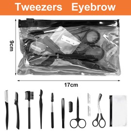 12 Pcs Eyebrow Grooming Kit, Professional Stainless Steel Eyebrow Shaping Kit with Eyebrow Razor, Scissor, Brush Precision Tweezers for Eyebrow/Facial Hair Removal/Ingrown Hairs
