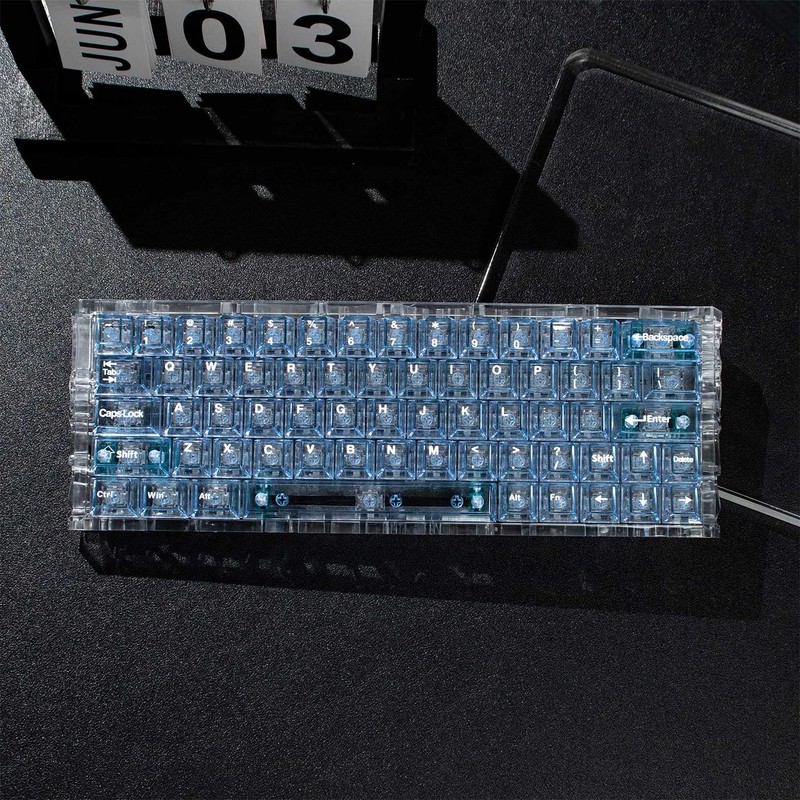 Mechanical Keyboard Case Transparent Keyboard Housing Compatible with Wooting60/HM66/Mad60/M6lite/Rakka Keyboard