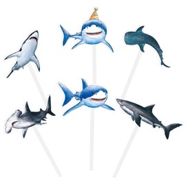 Squalo Cupcake Topper - 36 PCS Squalo Cupcake Picks per Bambini Ragazzi Oceano Squalo Tema Partito Compleanno Festa Squalo Cupcake Decorazioni Doccia Bambino Spiaggia Festa Cupcake Forniture