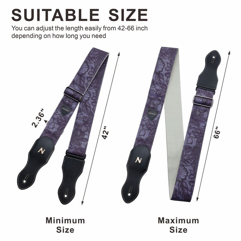 Nefelibata Guitar Strap with Pick Pocket,2.3 inch Porter Style Leather
