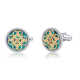 Four Leaf Clover Cufflinks for Men Sterling Silver Shamrock Groom Cufflinks Abalone Shell Mother's Day Jewellery Business Wedding for Men Father