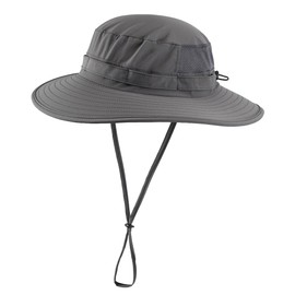 Connectyle UPF 50+ Men's Safari Hat, Wide Brim Sunscreen Hat, Fishing Hat, pop grey, Free size