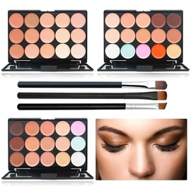 Paleta de contorno de 15 colores, paletas de corrección facial impermeables de larga duración, paletas de maquillaje de base de crema con pinceles, pa