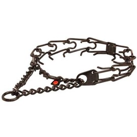 Herm Sprenger Black Stainless Steel Ultra-Plus Prong Collar for German Shorthaired Pointer with Center-Plate and Assembly Chain - 3.2 mm x 23 inches