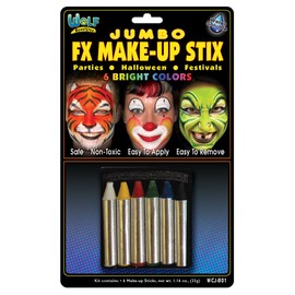 Wolfe Jumbo Bright Face Paint Crayons (6/box)