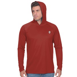 PIQIDIG Fishing Shirts for Men Light Weight - Moisture Wicking Shirts with Hoodies Wine Red