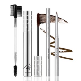 Brown Mascara and Waterproof Eyeliner Pencil Set for Older Women 60 Plus,Length and Volume Mascara for Mature Women,Retractable Eye Liner Matte Cream Waterline Eyeliner Makeup for Sensitive Eye-Set B