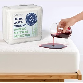 Waterproof Cooling Mattress Protector Cal King Size - Viscose Made from Bamboo Mattress Cover - Fits 16" Deep - Fitted Sheet Style with Stretchable Pockets - Noiseless & Breathable - 72 x 84 - White