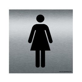 AUA SIGNALETIQUE - Plaque Alu Brossé Toilettes Femmes - 130x130 mm