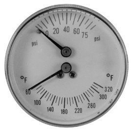 Pasco 1435 21/2quot; Temp Pressure Boiler Gauge