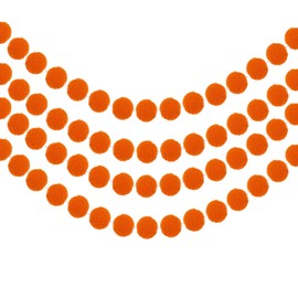 sourcing map 4Pcs Felt Ball Garland Orange Red Pom Pom Garland Handing Balls 6.6 Feet Long 30 Balls Party Banner Decor for Christmas Birthday Party Decoration