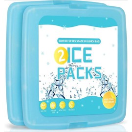 Ice Packs for Lunch Boxes & Lunch Bag - Quick Freeze Ice Pack Space Saving Freezer Packs - Reusable Slim Original Cool Pack - Cool Coolers Accessories for Beach, Camping and Fishing - 2 Count