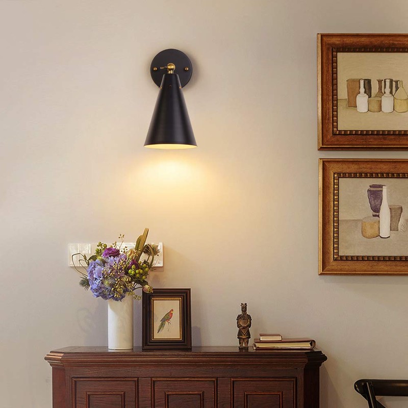MWZ Modern Black Wall Sconces Lighting, 2 Pack Gold Rustic