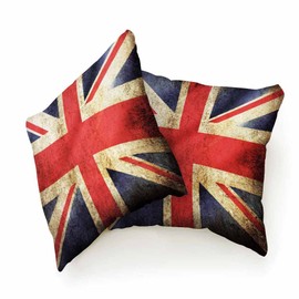 Beabes Throw Pillow Covers Vintage Patriotic Flag of United Kingdom 18X18 Inch Pack of 2,Square Cushion Pillows Cover Decor for Couch Bedroom for Men Women