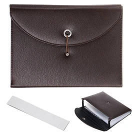 BTSKY PU Leather Expanding File Folders-13 Pockets A4 Letter Size Paper File Folder Accordion Business Document Organizer with Fasteners and Tabs (Brown)