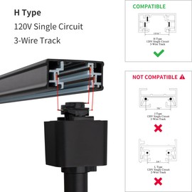 mirrea Vintage H Type Track Lighting Head to E26 Medium Screw Base Adapter Light Direction Adjustable Pack of 3 (Black)