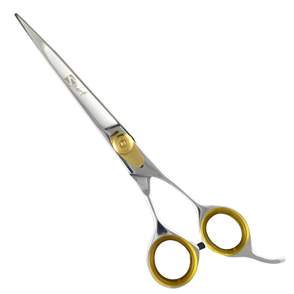 Sharf Gold Touch Pet Grooming Shear | Straight Cat & Dog Grooming Scissors | 7.5 Inch | 440c Japanese Stainless Steel Pet Dog Shearing Scissors | Animal Shears with Removable Comfort Rings