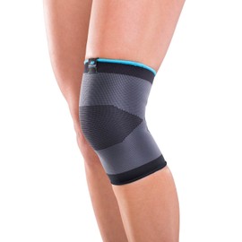 DonJoy Advantage Slip-on Elastic Knee Sleeve for Srains, Strains, Swelling, Soreness, Arthritis - Easy to Apply Stretch Elastic with Expansion Panels - Black, Medium fits 14" to 15"