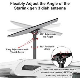 Starlink Gen 3 Pipe Adapter, Pole Mount Adaptor with 160° Tilt Adjustment & Weatherproof Aluminum Alloy, Starlink Mounting Kit for Standard Dish V3, Mount Accessories (Fits Max 1.38-inch Poles)