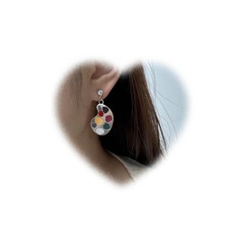 Boho Brush Drop Earrings Artist Palette Dangle Earrings for Women Drawing Board Earrings Statement Painting Earrings Golden Asymmetric Earrings Jewellery for Girls Gifts, Alloy Steel