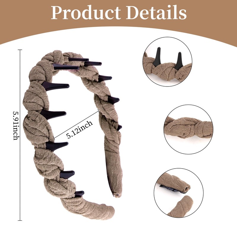 Amariver Headbands for Women 4Pcs Zigzag Headbands Elastic Teeth Comb