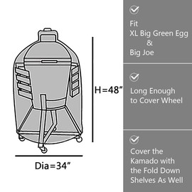 Grill Cover to Fit X-Large Kamado Joe - Big Joe 24" - & Big Green Egg Grills in Nests -Premium Products Brand - Waterproof - 2 Year no BS Warranty! Free Bonus Thermometer/Timer! (U.S. Only!)