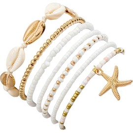 ChungLong0593 Bohemian seashell starfish beaded summer resort beach bracelet for women