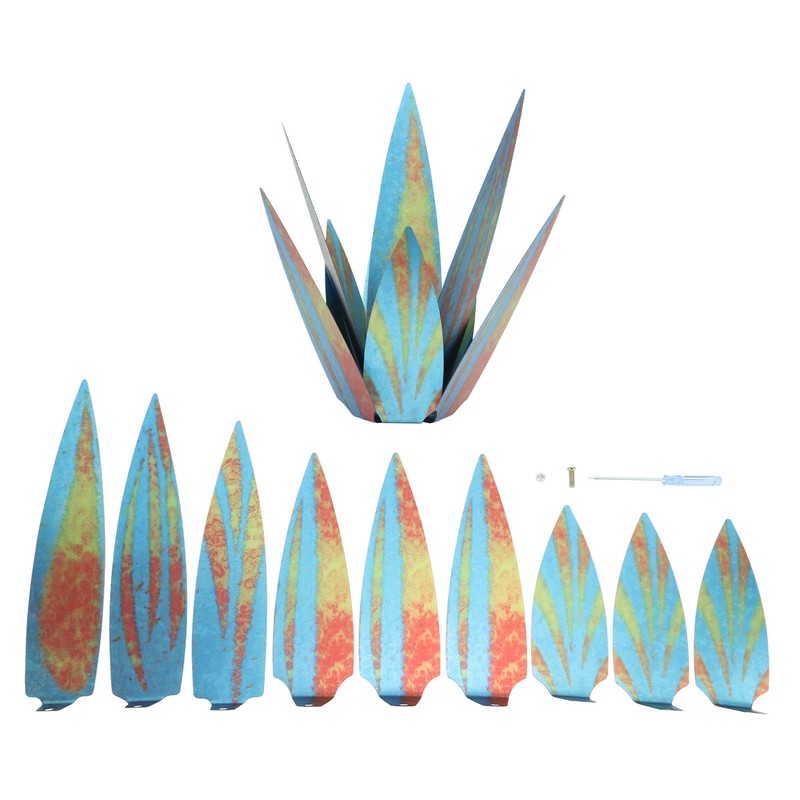 9PCS Tequila Rustic Sculpture Waterproof DIY Metal Agave Plant for